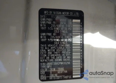 2023 Nissan Rogue Sv Fwd z USA, uszkodzony, nr VIN JN8BT3BA2PW435296